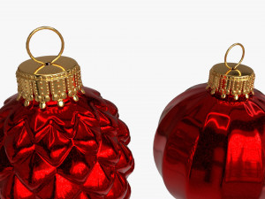 Christmas Tree Balls Set Red Glossy 3D Model