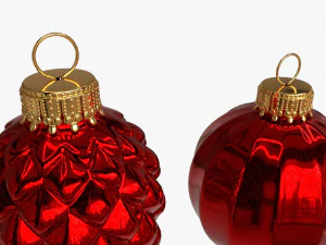 Christmas Tree Balls Set Red Glossy 3D Model