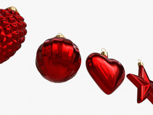 Christmas Tree Balls Set Red Glossy 3D Model