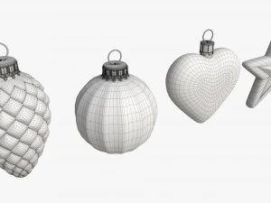 Christmas Tree Balls Set Red Glossy 3D Model
