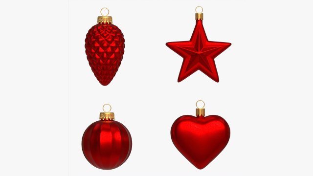 Christmas Tree Balls Set Red Matte 3D Model .c4d .max .obj .3ds .fbx .stl .blend 