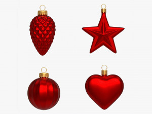 Christmas Tree Balls Set Red Matte 3D Model