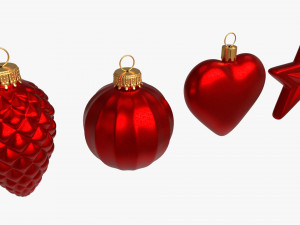 Christmas Tree Balls Set Red Matte 3D Model