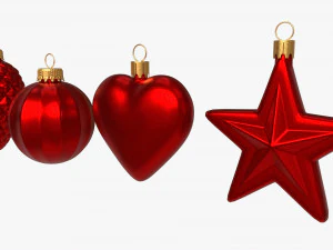 Christmas Tree Balls Set Red Matte 3D Model