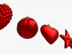 Christmas Tree Balls Set Red Matte 3D Model