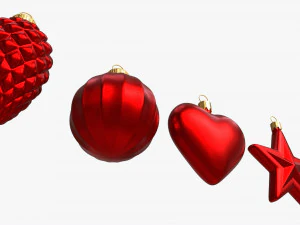 Christmas Tree Balls Set Red Matte 3D Model