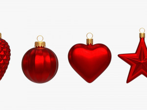 Christmas Tree Balls Set Red Matte 3D Model