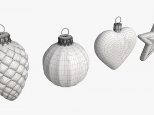 Christmas Tree Balls Set Red Matte 3D Model