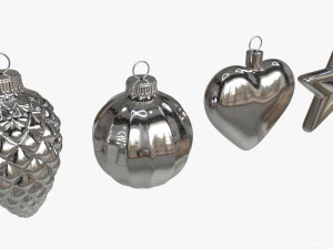 Christmas Tree Balls Set Silver Glossy 3D Model