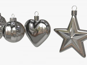 Christmas Tree Balls Set Silver Glossy 3D Model