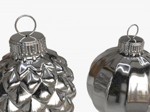 Christmas Tree Balls Set Silver Glossy Modello 3D
