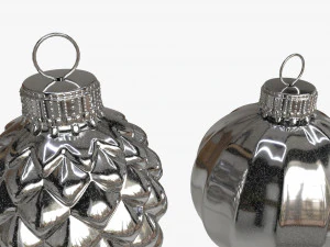 Christmas Tree Balls Set Silver Glossy 3D Model