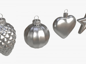 Christmas Tree Balls Set Silver Matte Model 3D