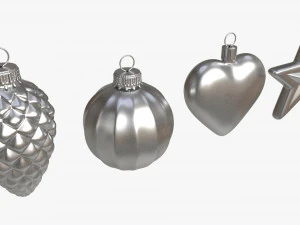 Christmas Tree Balls Set Silver Matte 3D Model