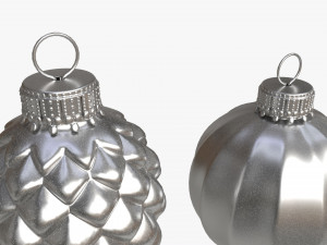 Christmas Tree Balls Set Silver Matte Model 3D