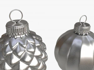 Christmas Tree Balls Set Silver Matte 3D Model