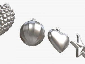 Christmas Tree Balls Set Silver Matte Model 3D