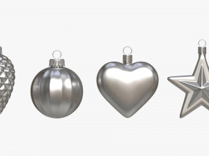 Christmas Tree Balls Set Silver Matte Model 3D