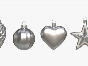 Christmas Tree Balls Set Silver Matte 3D Model