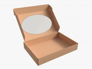 Golfkartonnen doos met venster 01 open 3D Model
