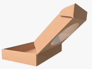 Corrugated Cardboard Box with Window 01 Open 3D Model