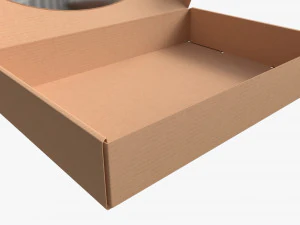 Corrugated Cardboard Box with Window 01 Open 3D Model