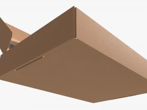 Corrugated Cardboard Box with Window 01 Open 3D Model