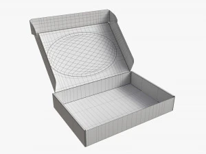 Corrugated Cardboard Box with Window 01 Open 3D Model