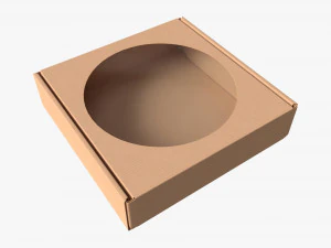 Golfkartonnen doos met venster 02 3D Model