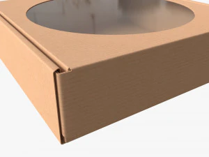 Corrugated Cardboard Box with Window 02 3D Model