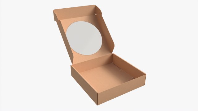 Corrugated Cardboard Box with Window 02 Open 3D Model .c4d .max .obj .3ds .fbx .stl .blend 