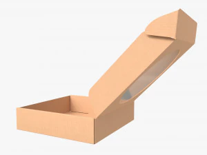 Corrugated Cardboard Box with Window 02 Open 3D Model