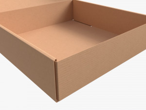 Corrugated Cardboard Box with Window 02 Open 3D Model