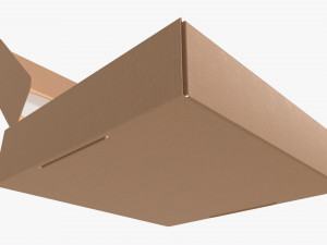 Corrugated Cardboard Box with Window 02 Open 3D Model