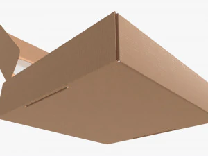 Corrugated Cardboard Box with Window 02 Open 3D Model