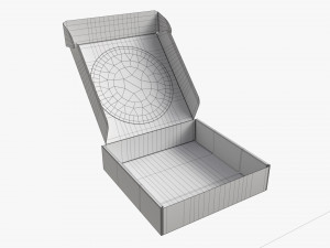 Corrugated Cardboard Box with Window 02 Open 3D Model