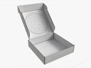 Corrugated Cardboard Box with Window 02 Open 3D Model