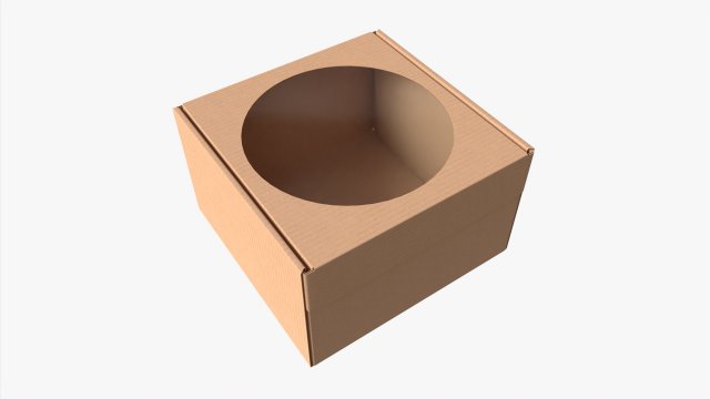 Corrugated Cardboard Box with Window 03 3D Модель .c4d .max .obj .3ds .fbx .stl .blend 