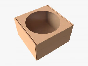 Golfkartonnen doos met venster 03 3D Model