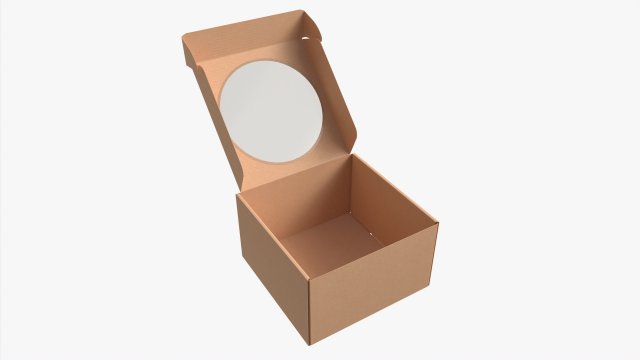 Corrugated Cardboard Box with Window 03 Open 3D-Modell .c4d .max .obj .3ds .fbx .stl .blend 