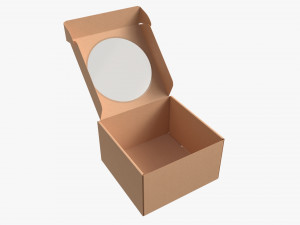 Corrugated Cardboard Box with Window 03 Open 3D Model