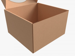 Corrugated Cardboard Box with Window 03 Open 3D-Modell