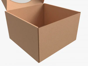 Corrugated Cardboard Box with Window 03 Open 3D Model