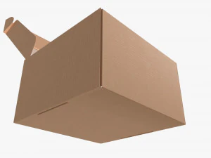 Corrugated Cardboard Box with Window 03 Open 3D Model