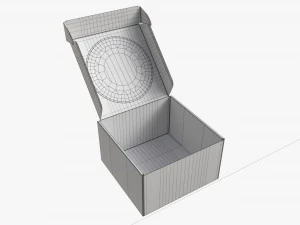 Corrugated Cardboard Box with Window 03 Open 3D Model
