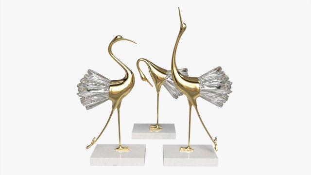 Decoratice Crane Figurines 3D 模型 .c4d .max .obj .3ds .fbx .stl .blend 