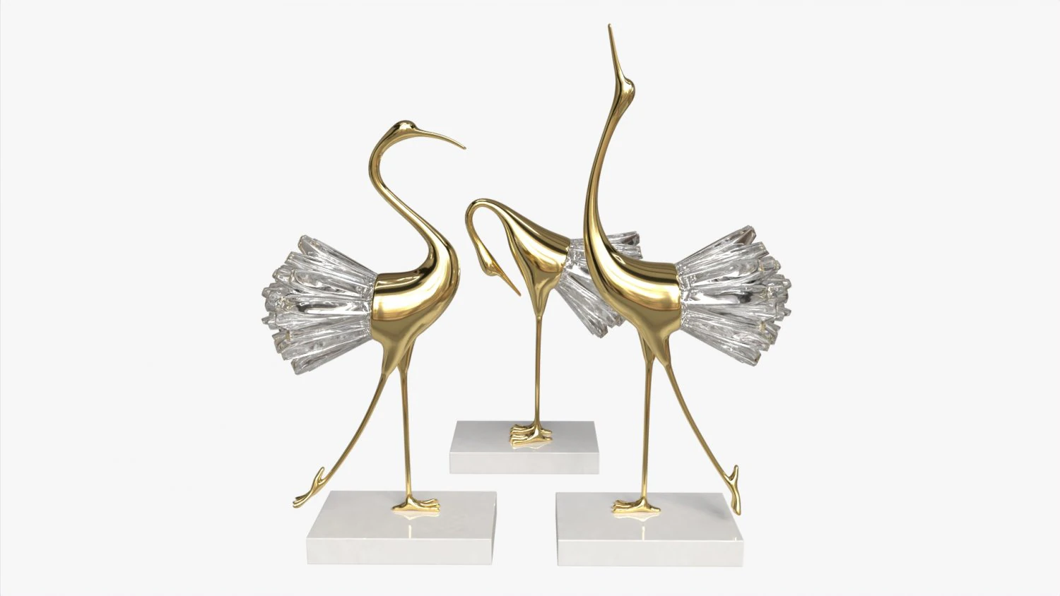 Decoratice Crane Figurines 3D Model .c4d .max .obj .3ds .fbx .stl .blend 