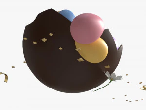 Easter Eggs in Chocolate Basket Composition 3D Model