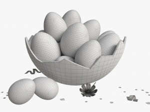 Easter Eggs in Chocolate Basket Composition 3D Модель
