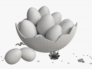 Easter Eggs in Chocolate Basket Composition 3D Model